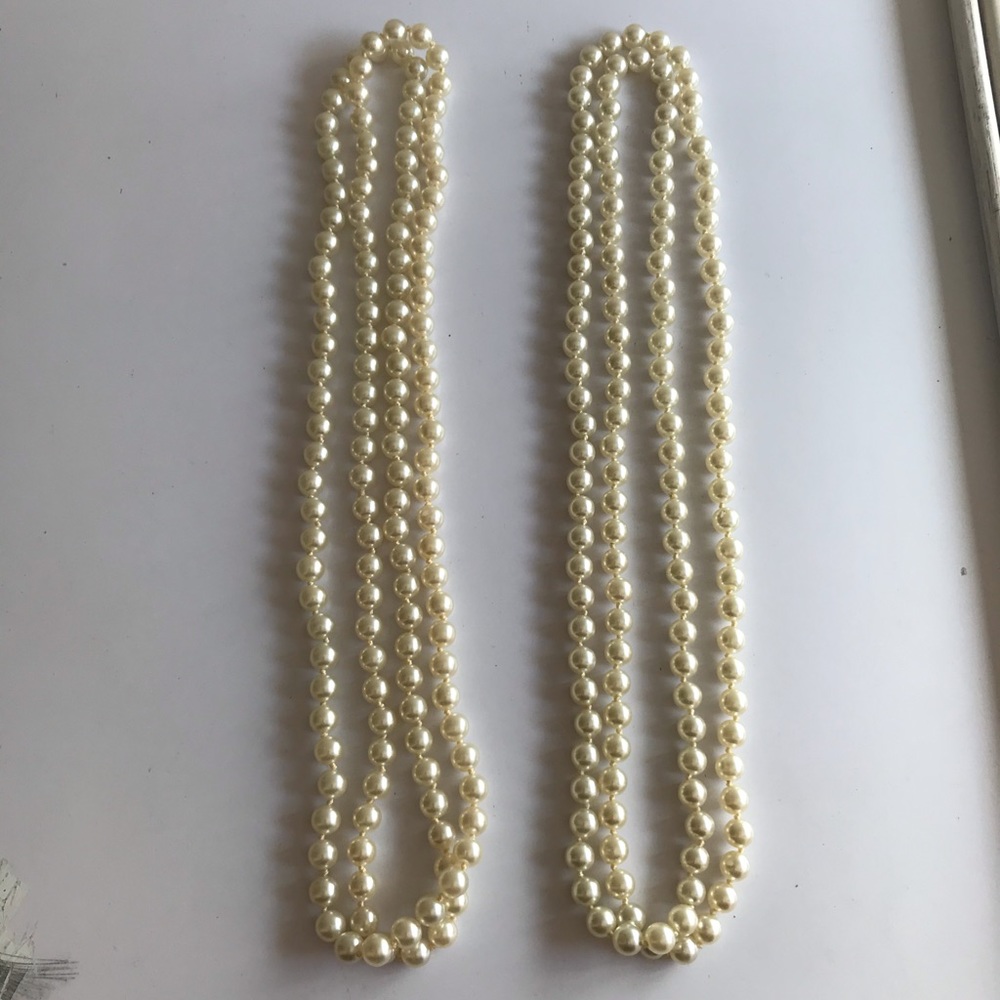 2 LONG PEARL NECKLACES